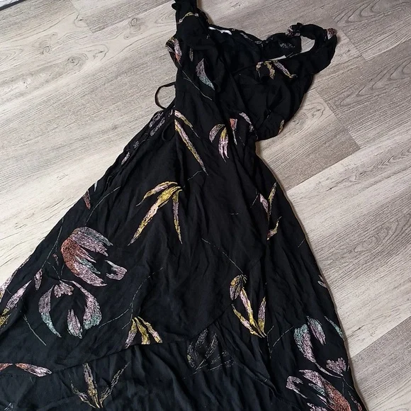 O'Neill Alana black MIDI wrap dress size medium - Picture 4 of 8